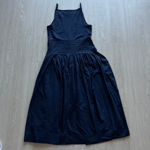 J Crew Pintuck Mixy Dress Size XL Navy Midi Sleeveless - Picture 10 of 11